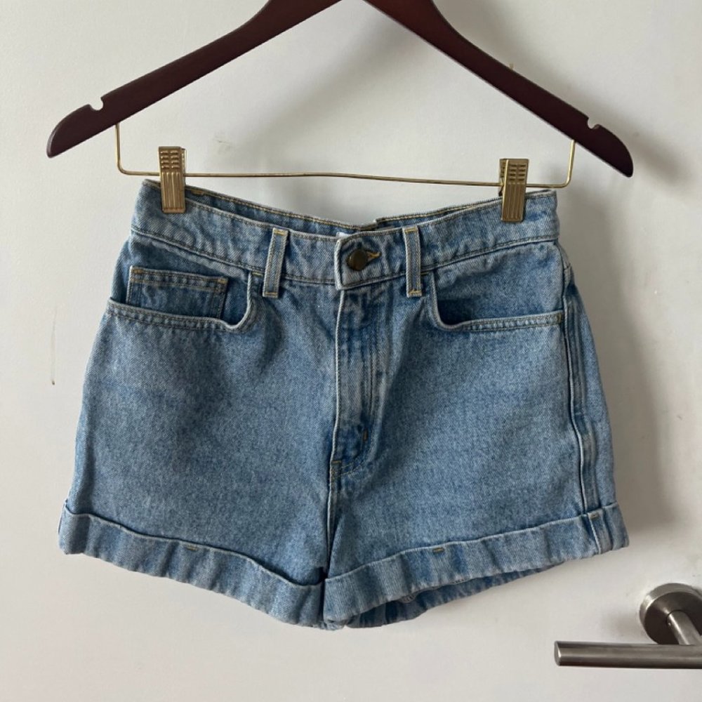 American Apparel Denim High-Waist Cuff Short - Size 27